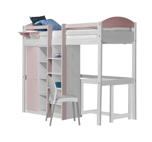 Image of Maximus High Sleeper Set 2 Central Ladder White With Pink Details