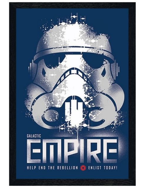 Image of Black Wooden Framed Star Wars Rebels Galatic Empire Enlist Today Poster