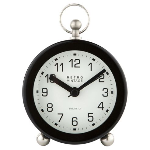 Image of Tesco Fob Top Alarm Clock, Black