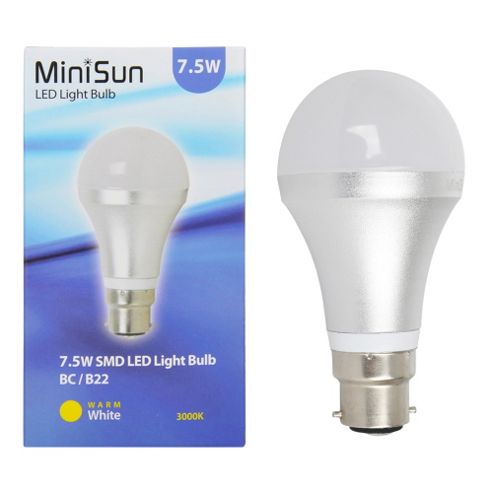 Image of Minisun B22 7.5w Smd Led Gls Bulb 3000k 630 Lumens