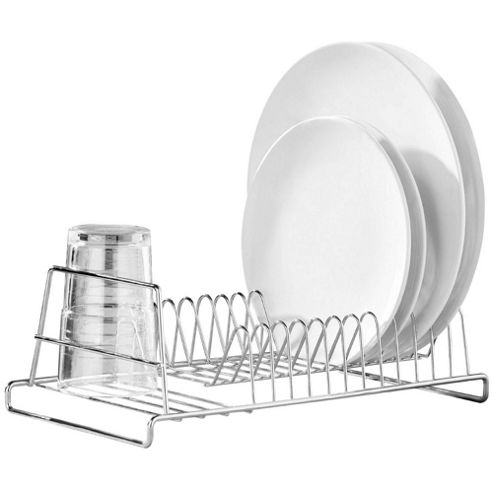Image of Drain - Metal Dish Drainer Washing Up Rack - Silver