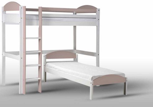 Image of Maximus L Shape High Sleeper White With Pink Details