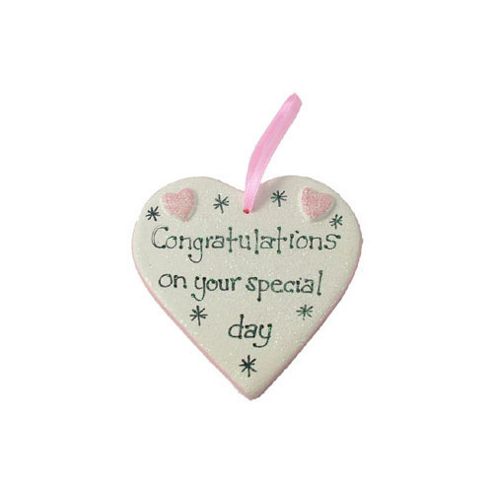 Image of Congratulations Pink Sparkle Heart Wedding Keepsake
