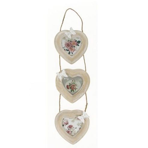 Image of 3 Heart Wall Mounted Photo Frame - White