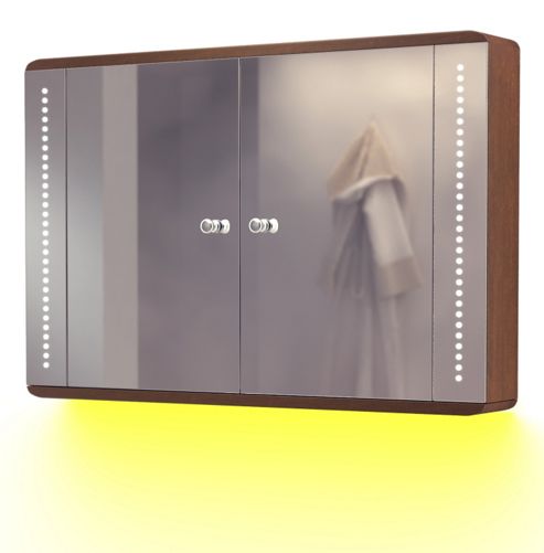 Image of Ambient Solid Oak Bathroom Cabinet With Demister, Sensor & Shaver Socket K83y