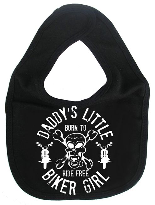 Image of Dirty Fingers Daddy's Little Biker Girl Baby Bib Black