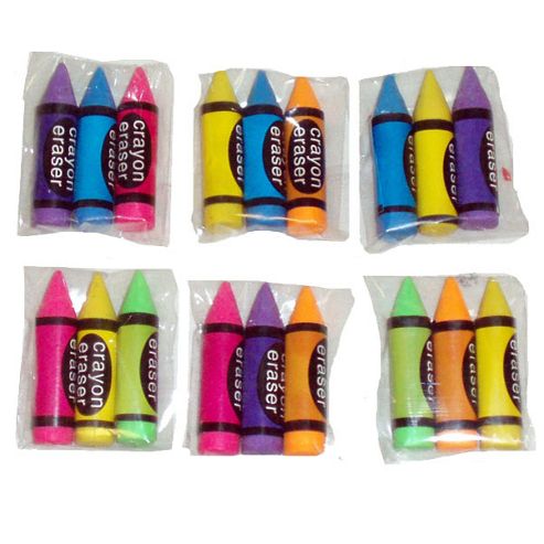 Image of Stationery Crayon Shaped Erasers (3pk)