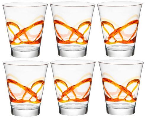 Image of Bormioli Rocco Ceralacca Tumblers Glasses - 385ml - 13oz - Orange - Set Of 6