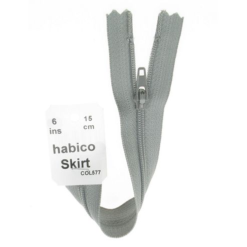 Image of Skirt Zip - 15cm - Light Grey