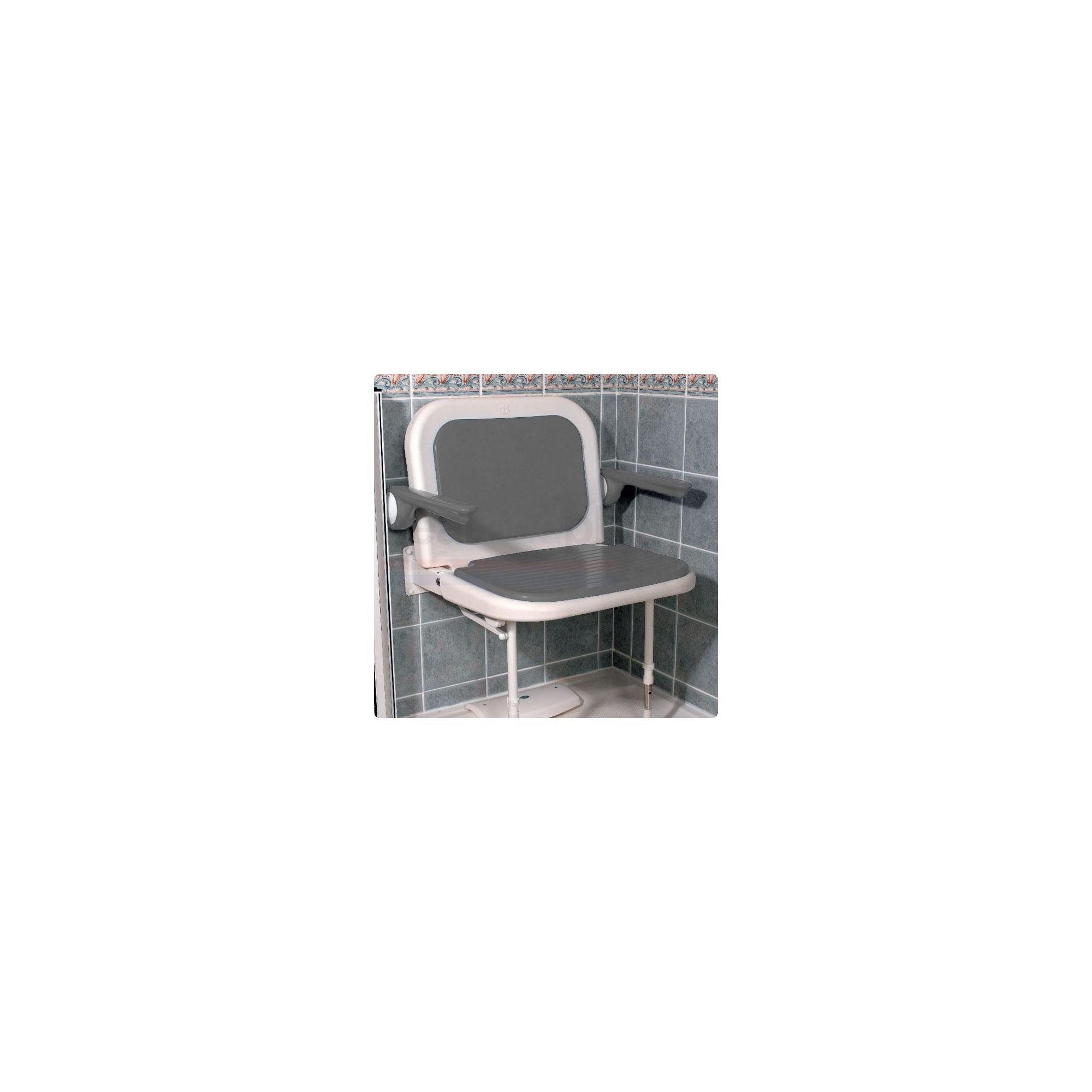 AKW 4000 Series Extra Wide Fold Up Shower Seat Grey with Back and Grey Arms at Tesco Direct