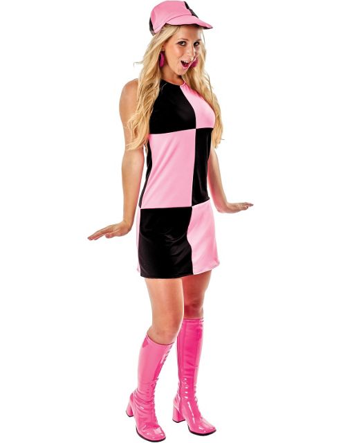 Image of 60s Black & Pink Chequered Dress Large