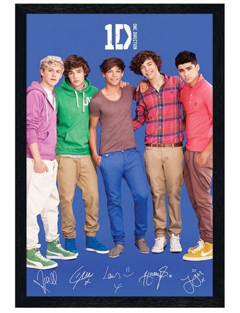 Image of One Direction Black Wooden Framed Boy Band Perfection 1d Poster
