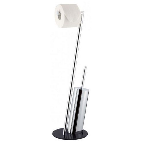Image of Sanwood Texas Toilet Brush Set In Chrome - Black