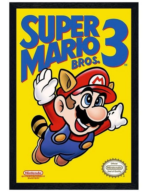Image of Black Wooden Framed Nintendo Super Mario Bros 3 Poster