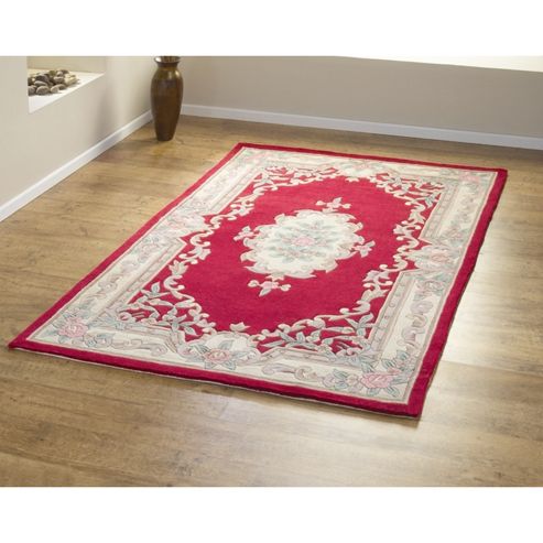 Image of Lotus Premium Aubusson Red 75x150 Wool Rug