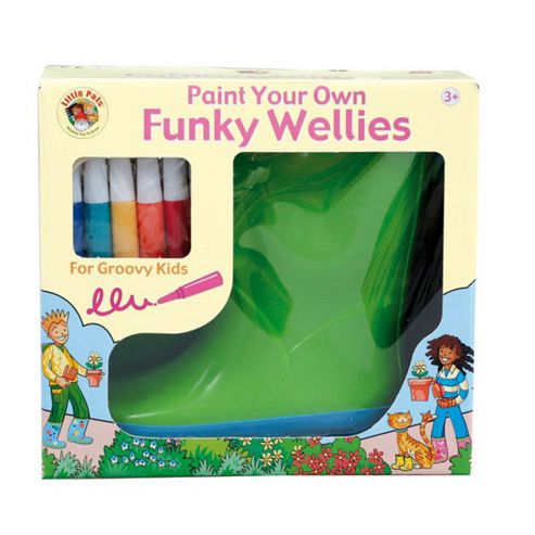 Image of Kids Funky Paint Your Own Green Wellies (large)