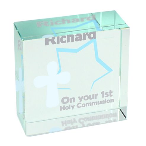 Image of Personalised Star Cross Christening Communion Confirmation Token