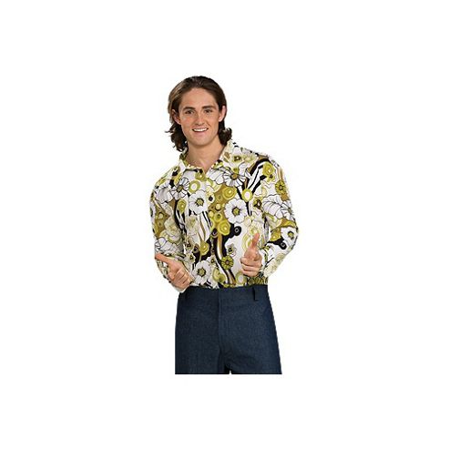 Image of Rubies Fancy Dress - Groovy Shirt Green - Adult Standard Size