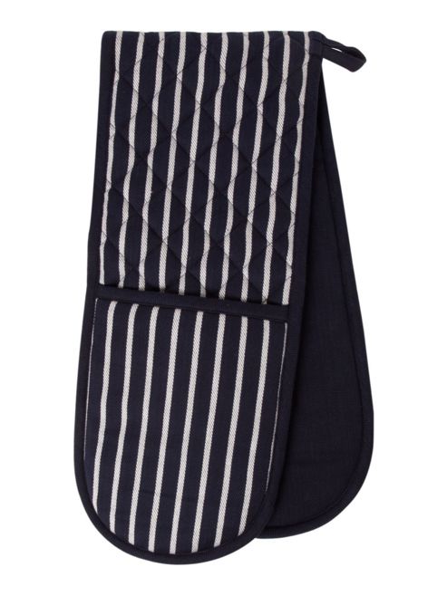 Image of Linea Butcher Stripe Double Oven Glove In White