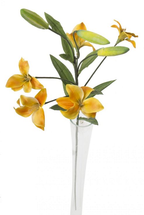 Image of Artificial 75cm Single Stem Multi Headed Golden Yellow Asiatic Lily