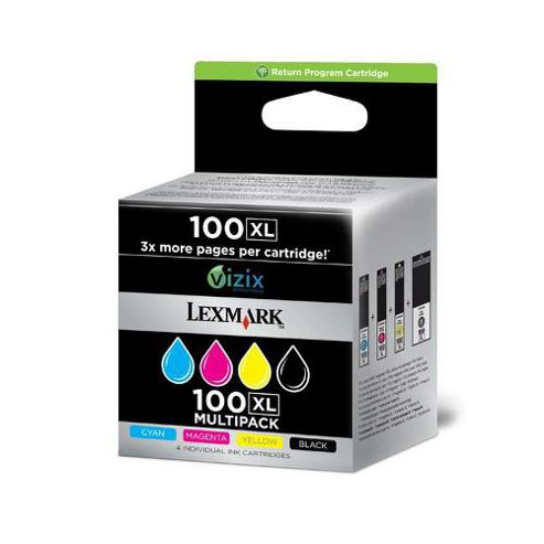 Image of Lexmark 100xl Ink Cartridges High Yield - Black/cyan/magenta/yellow