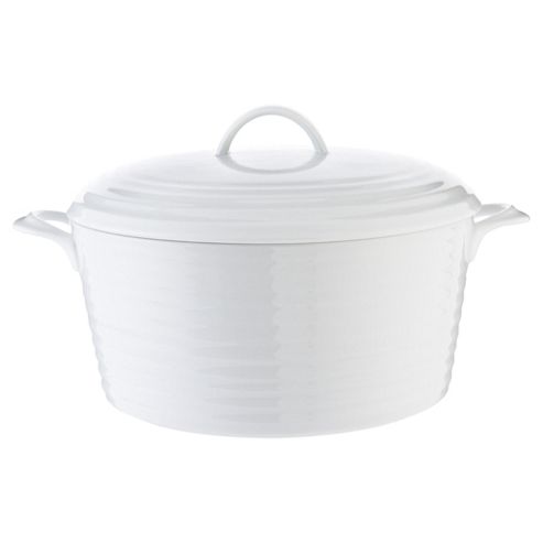 Image of Tesco Ribbed Porcelain Casserole Dish, White