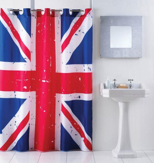 Image of Union Jack Hookless Shower Curtain