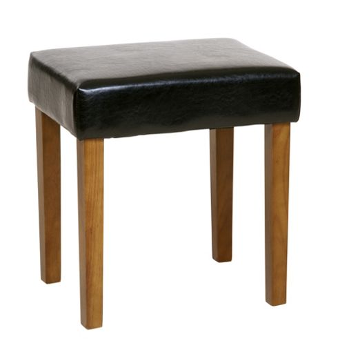 Image of Home Essence Faux Leather Stool - Black - Medium Wood