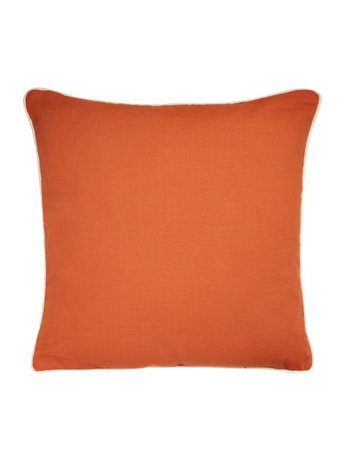 Image of Linea Orange Cotton Cushion With Contrast Piping