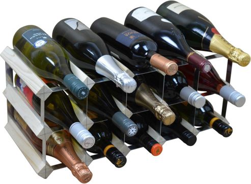 Image of Harbour Housewares 15 Bottle Wine Rack - Fully Assembled - Light Wood