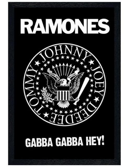 Image of Ramones Black Wooden Framed Gabba Gabba Hey! Poster