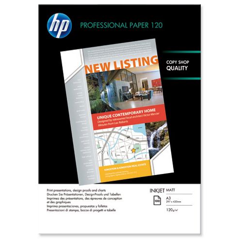 Image of Hewlett Packard [hp] Professional Inkjet Paper Matt 120gsm A3 Ref Q6594a [100 Sheets]