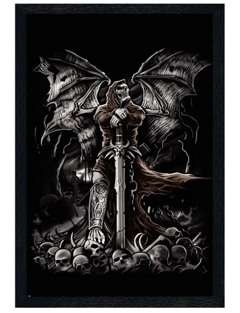Image of Black Wooden Framed Gravestone Poster