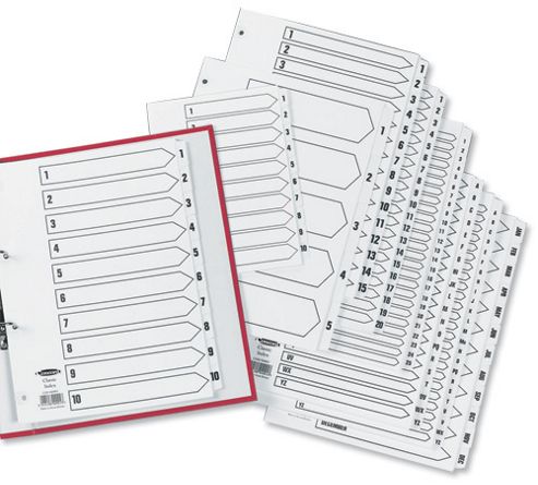 Image of Concord Classic Index Mylar-reinforced Punched 4 Holes Jan-dec A4 White Ref 02201/cs22