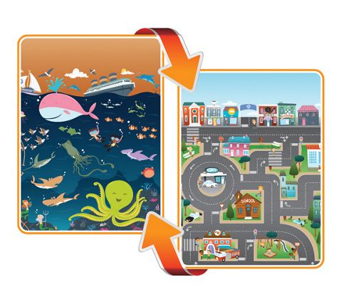 Image of Prince Lionheart Giant Double Sided Playmat City And Ocean 190x170cm
