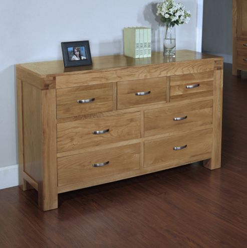 Image of Hawkshead Rustic Oak Blonde 7 Drawer Chest