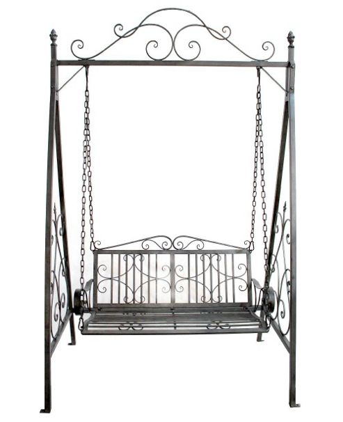 Image of Bentley Garden Wrought Iron Grey Outdoor Swing Seat
