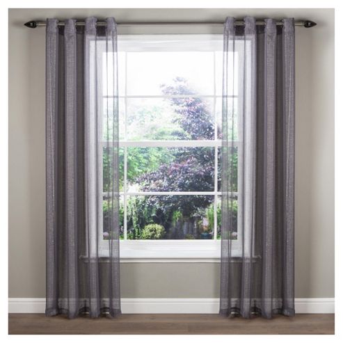 Image of Marrakesh Voile Eyelet Single Curtain W137xl122cm (54x48"), - Grey