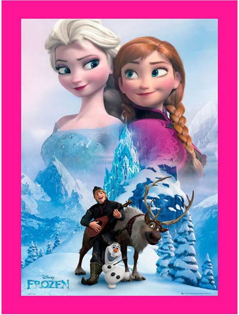 Image of Disney Frozen, Large Framed Poster - Pink Frame