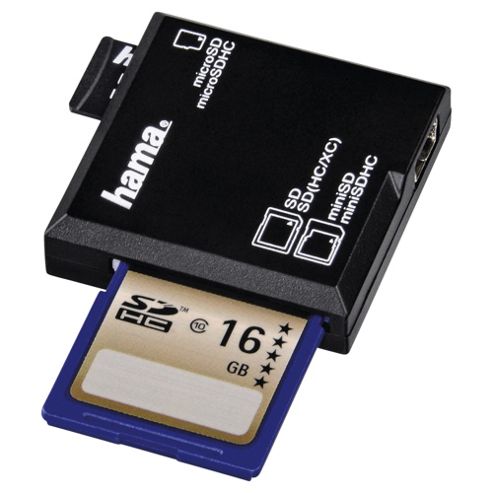 Image of Hama All In One Usb 2.0 Sd/microsd Card Reader, Black