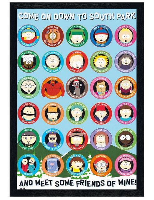 Image of South Park Black Wooden Framed Come On Down Poster