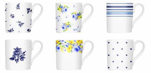 Image of Roy Kirkham Spots, Stripes And Floral Mugs, Set Of 6