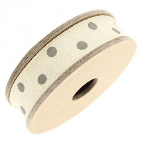 Image of Ribbon Reel - Dotty Cream With Grey (large Dot)