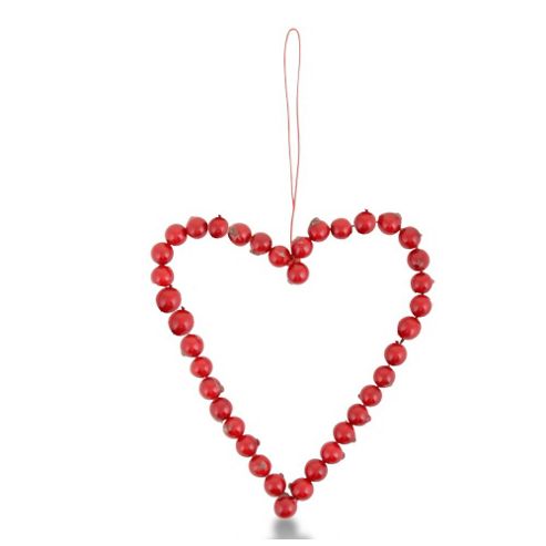 Image of Large Artificial Hanging Red Berry Heart Shaped Decoration