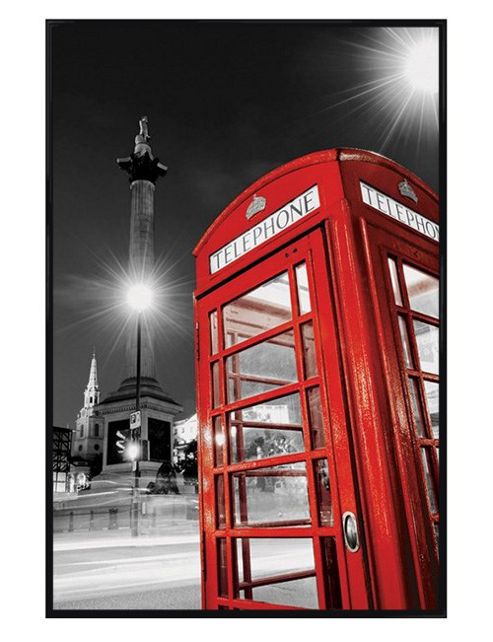 Image of Sights Of London Gloss Black Framed Iconic Telephone Box Poster