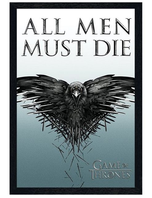 Image of Black Wooden Framed Game Of Thrones All Men Must Die Poster