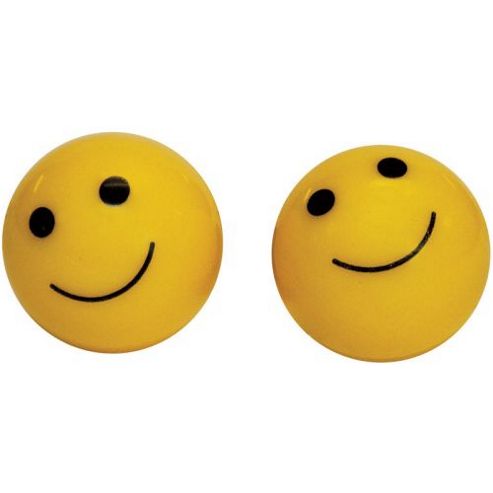 Image of Weldtite Smiley Valve Caps In Yellow (card Of 2)