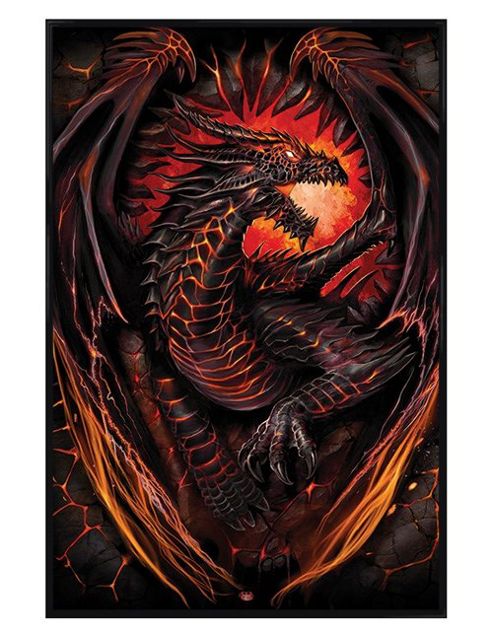 Image of Spiral Gloss Black Framed Dragon Furnace Poster