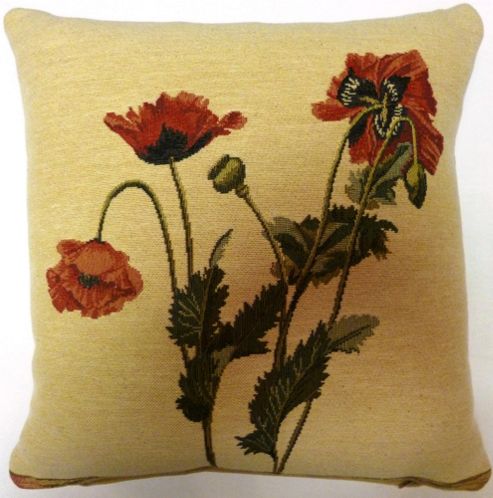 Image of May-lean Poppy Jacquard Cushion - Polyester