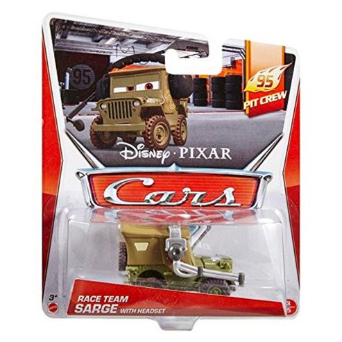 Image of Disney Pixar Cars Diecast Race Team Sarge With Headset